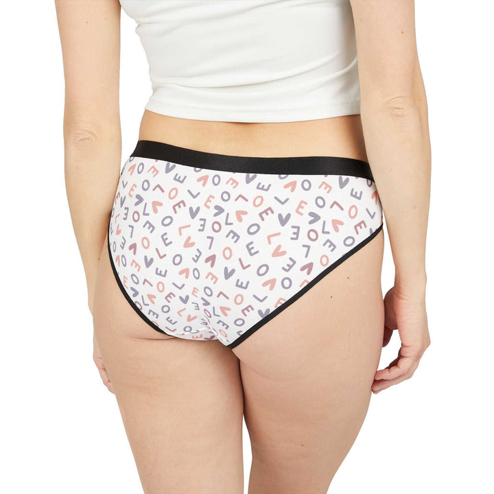 White Love Pattern Underwear briefs with all-over printed letters