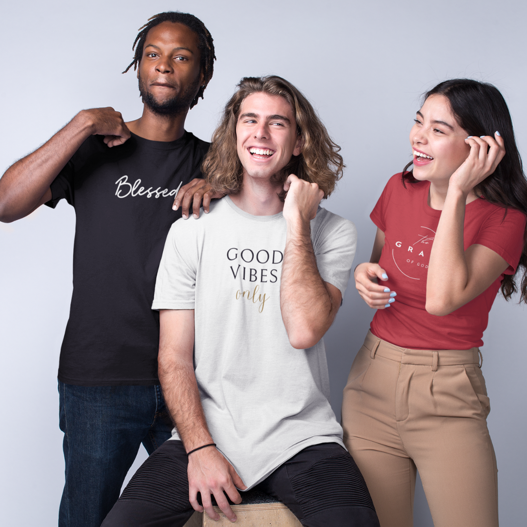 Faith-inspired Christian clothing collection including t-shirts and hoodies