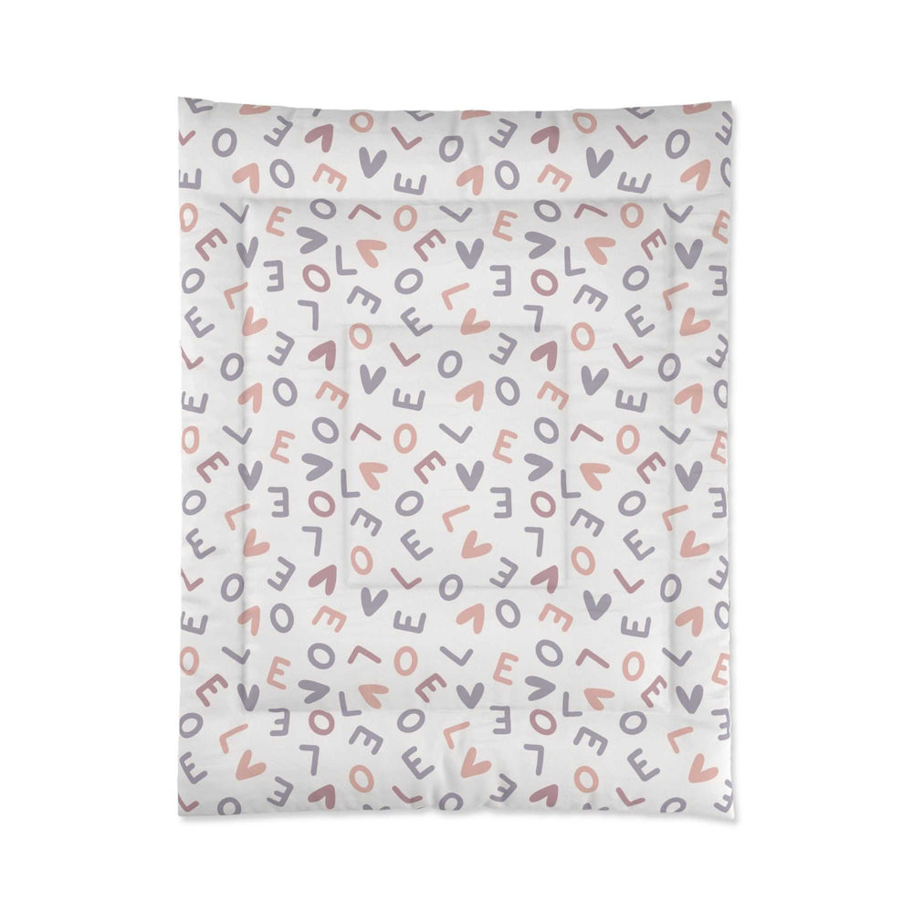 Love Design Comforter with cozy fluffy polyester fabric and playful love-themed print pattern