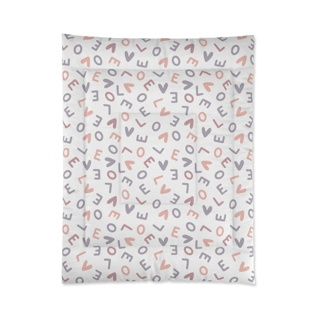 Love Design Comforter with cozy fluffy polyester fabric and playful love-themed print pattern