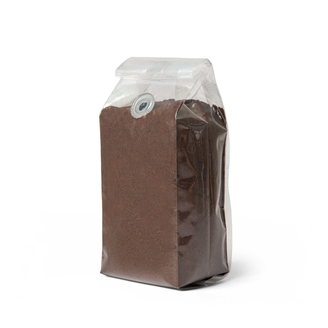 No Limits Coffee medium roast ground coffee in clear bag with one-way valve