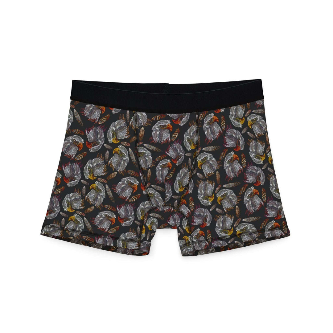 Head Eagle Men's Boxers with black waistband and all-over eagle head print on breathable, stretchy fabric.