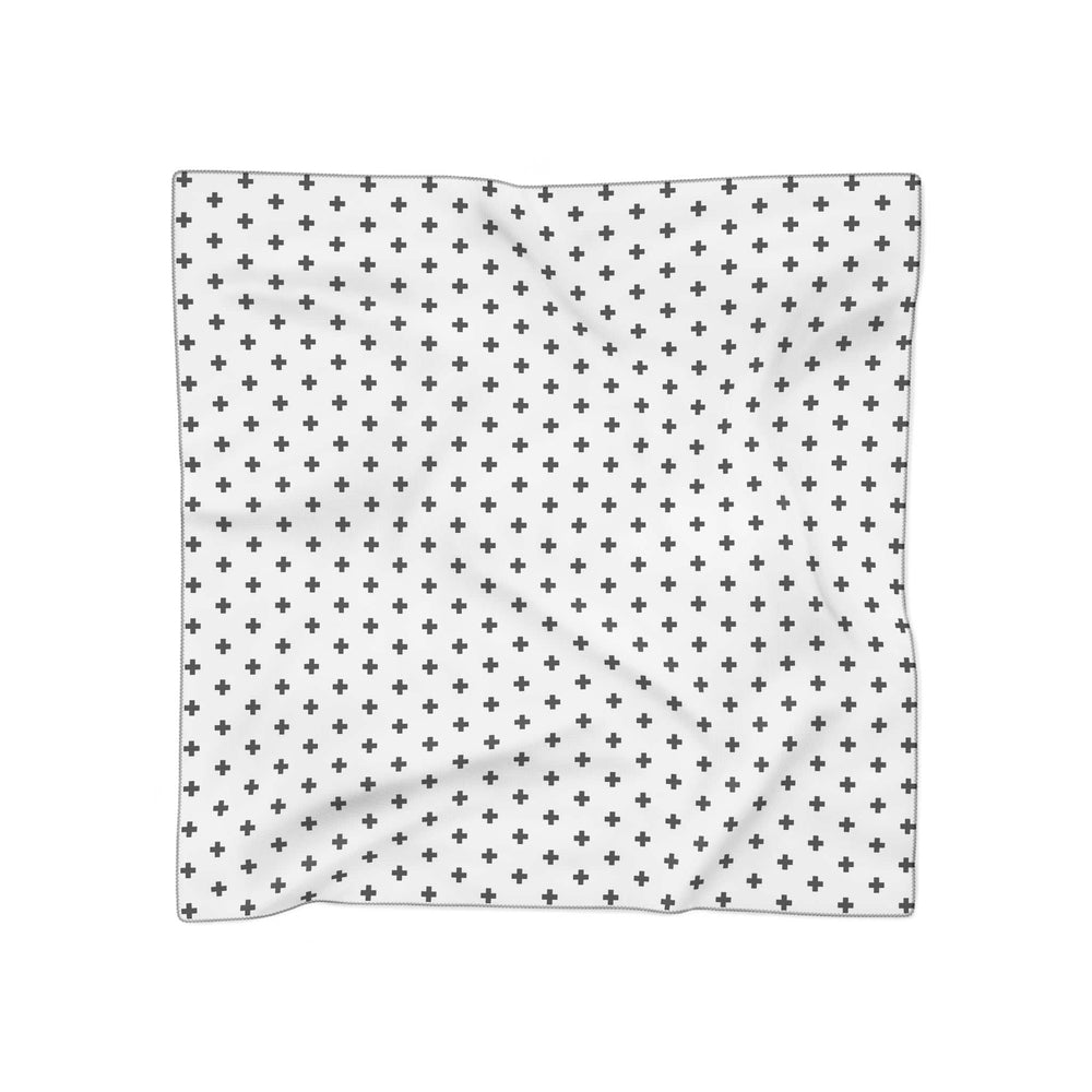 Christian Poly Scarf lightweight sheer polyester voile with black cross pattern and black stitching