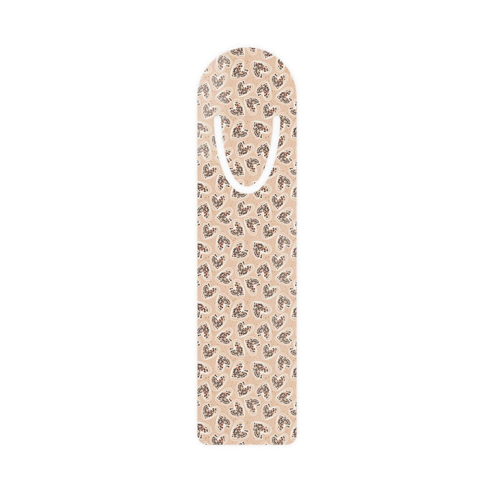 Aluminum Leopard Hearts Bookmark with top slot for holding book pages, personalized design option