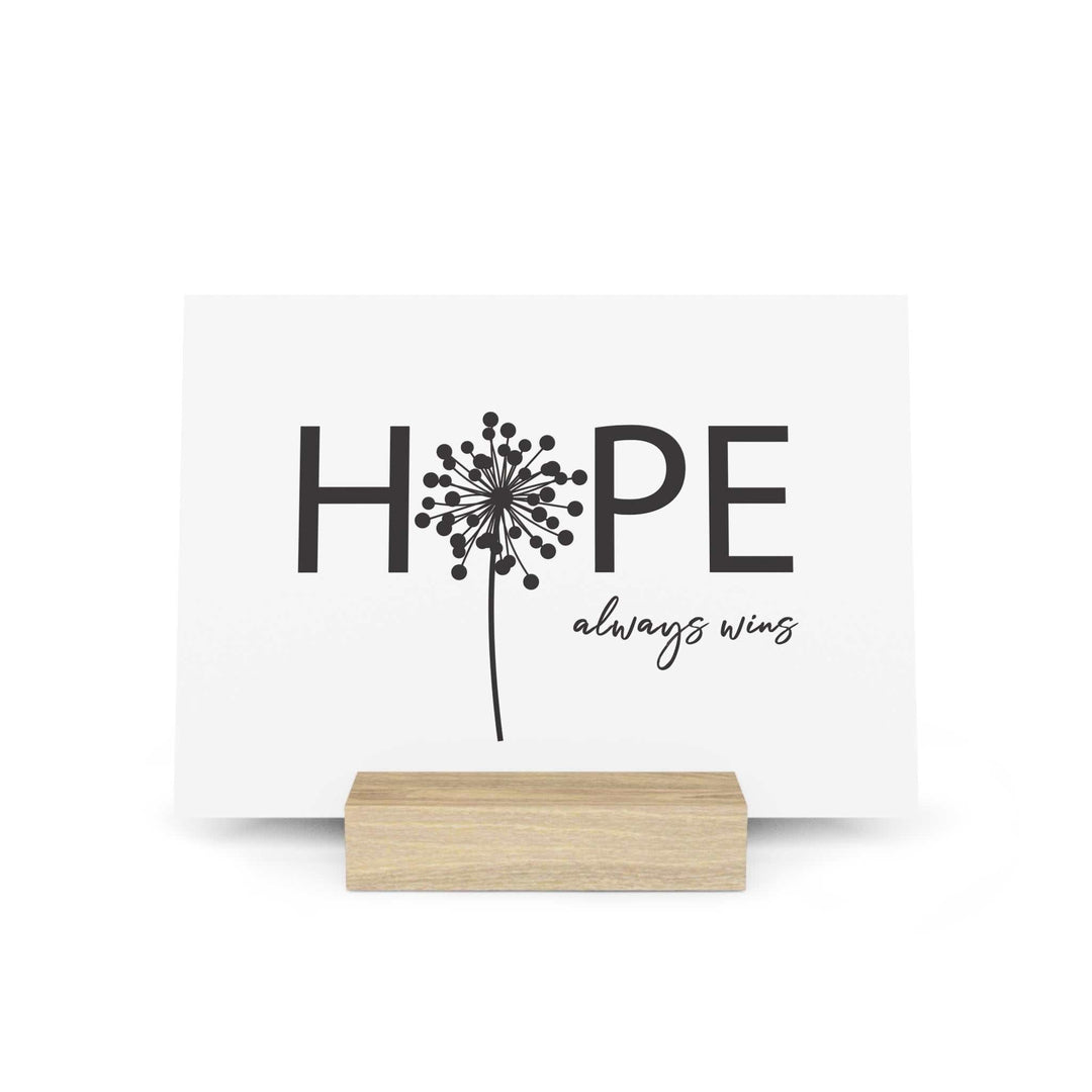 Hope Gallery Board with hand-crafted wooden oak stand showcasing contemporary art decoration