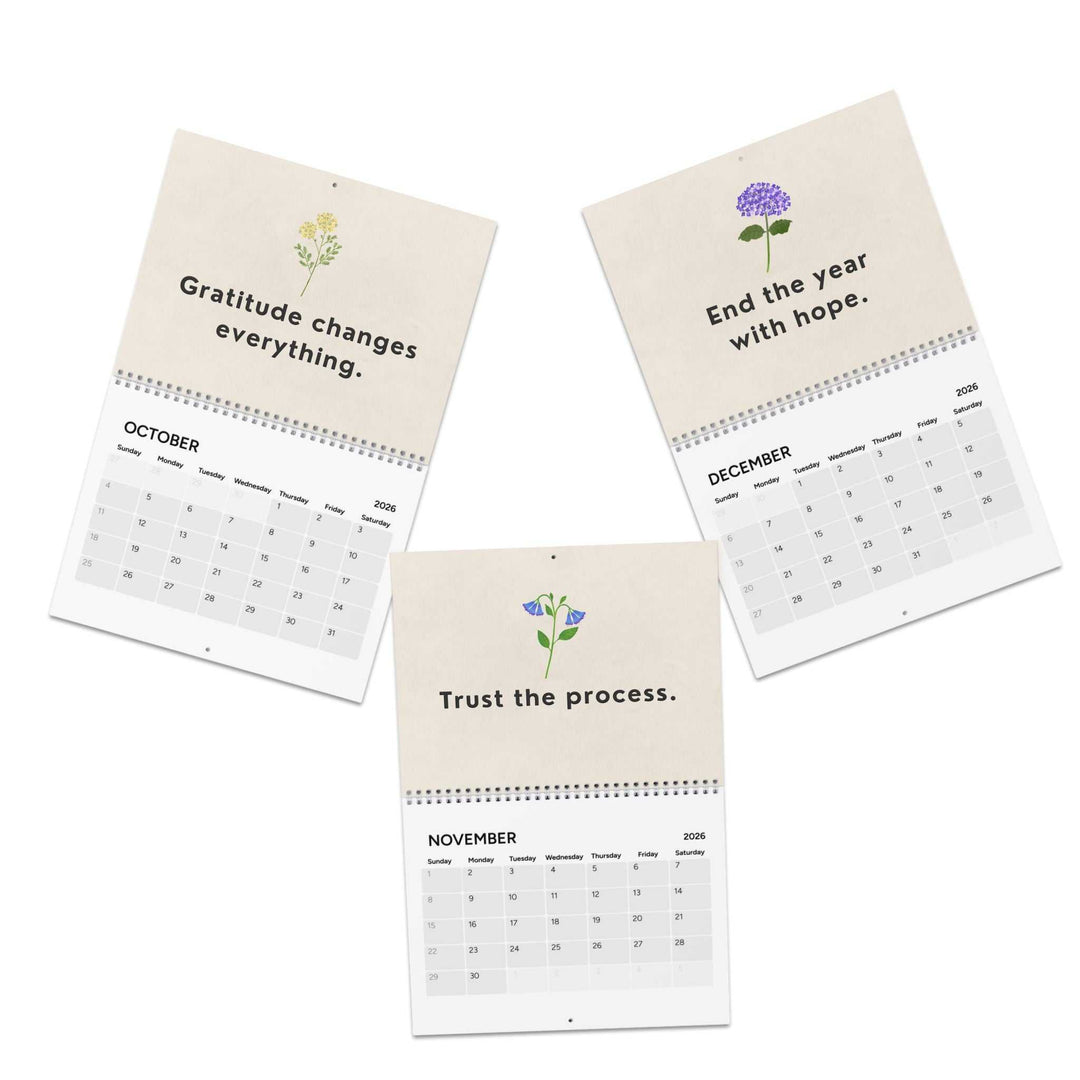 2026 Inspirational Calendar with silver wire binding