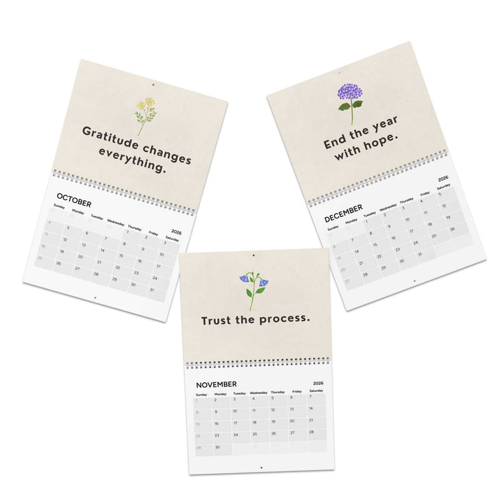 2026 Inspirational Calendar with silver wire binding
