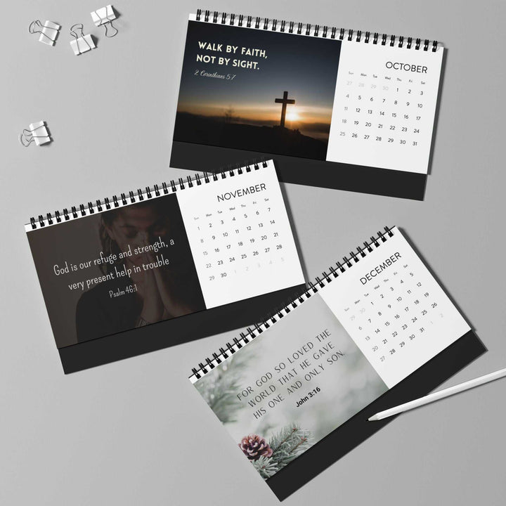 2026 desktop calendar with spiral binding, inspirational quotes