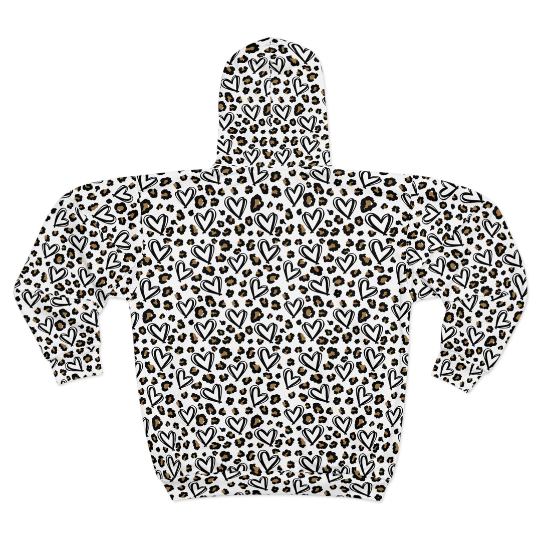Hearts Pattern Zip Hoodie