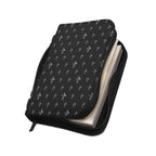 Black PU leather Bible Cover with Christian Cross pattern and zipper closure