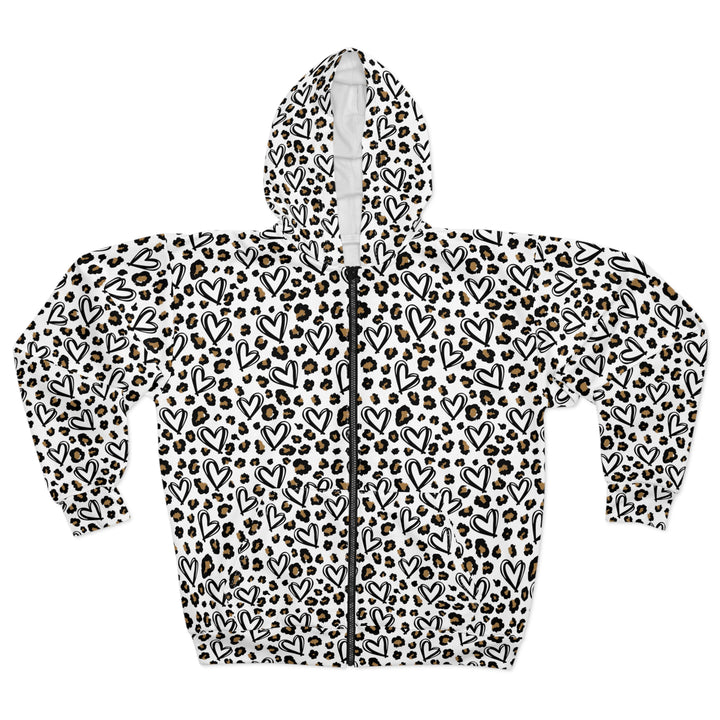 Hearts Pattern Zip Hoodie