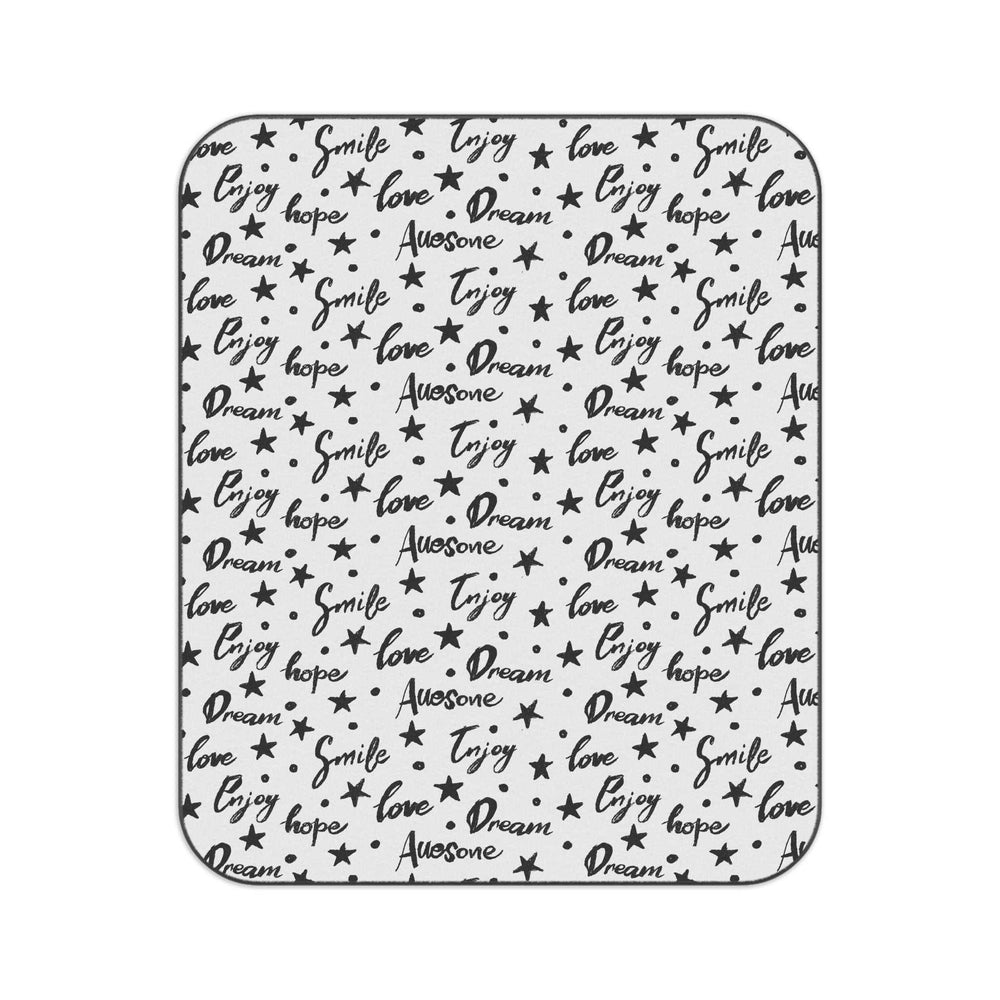 Bible verse picnic blanket with positive quotes and black water-resistant backing