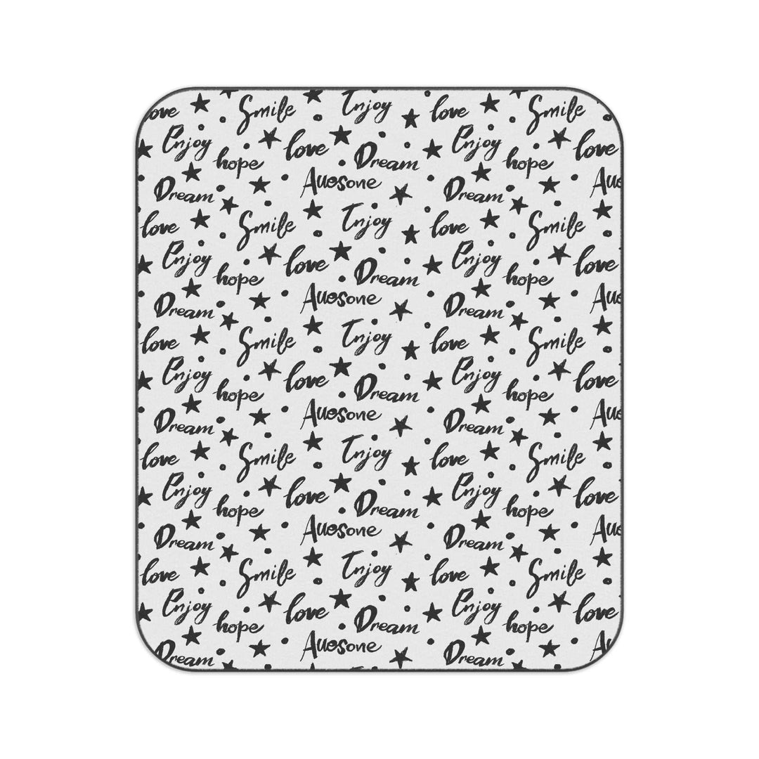 Bible verse picnic blanket with positive quotes and black water-resistant backing