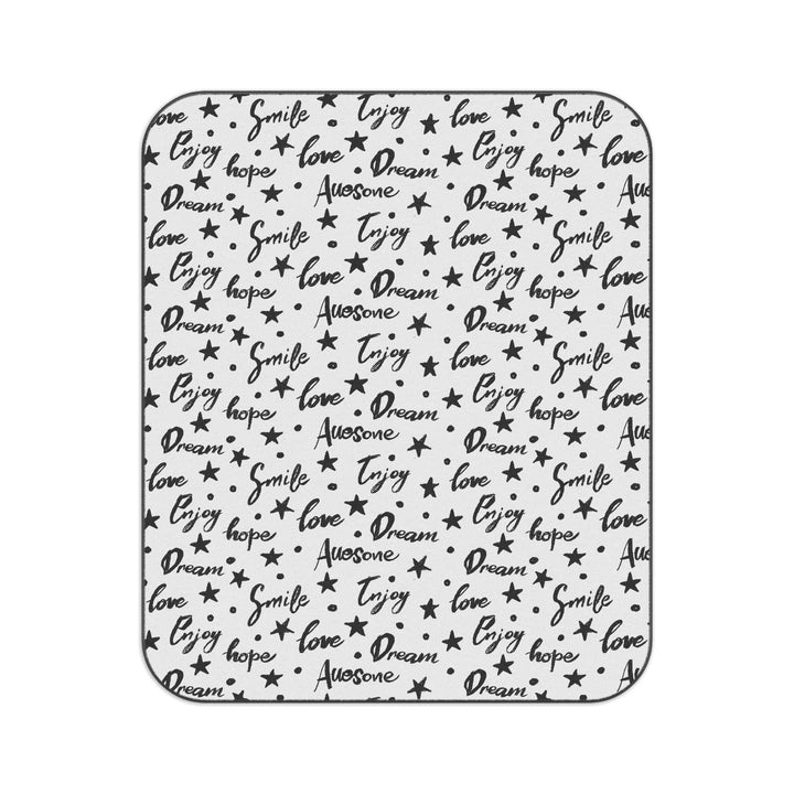Bible verse picnic blanket with positive quotes and black water-resistant backing