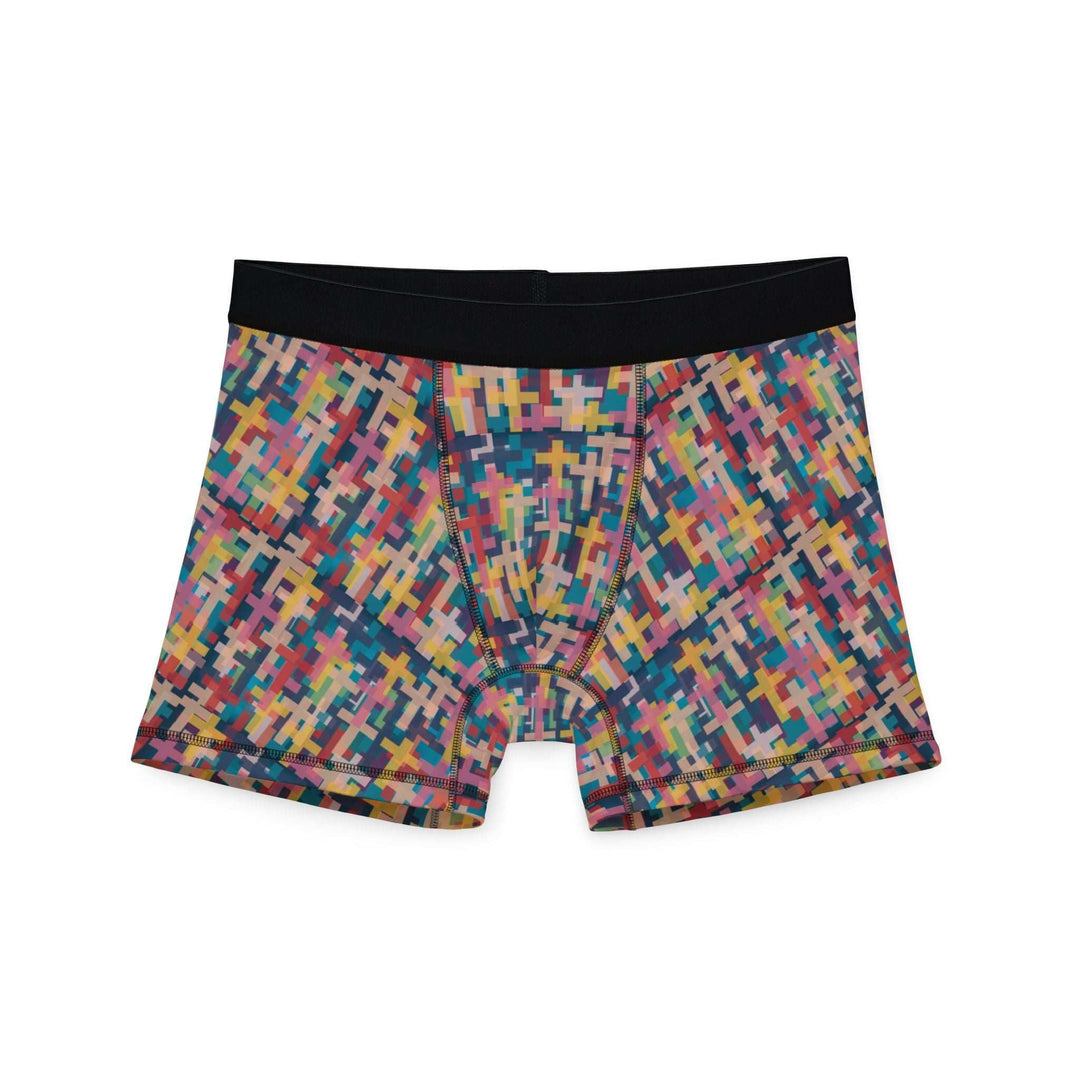 Colorful Cross Men's Boxers with stretchy, soft, breathable polyester and spandex fabric and vibrant cross pattern