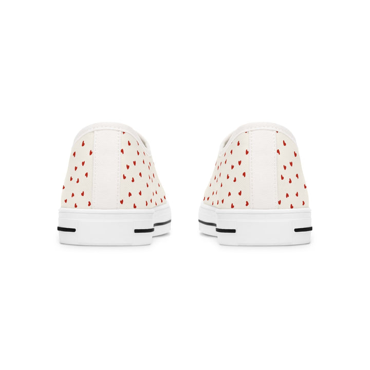 Back view of Women's Love Sneakers in white with red heart pattern