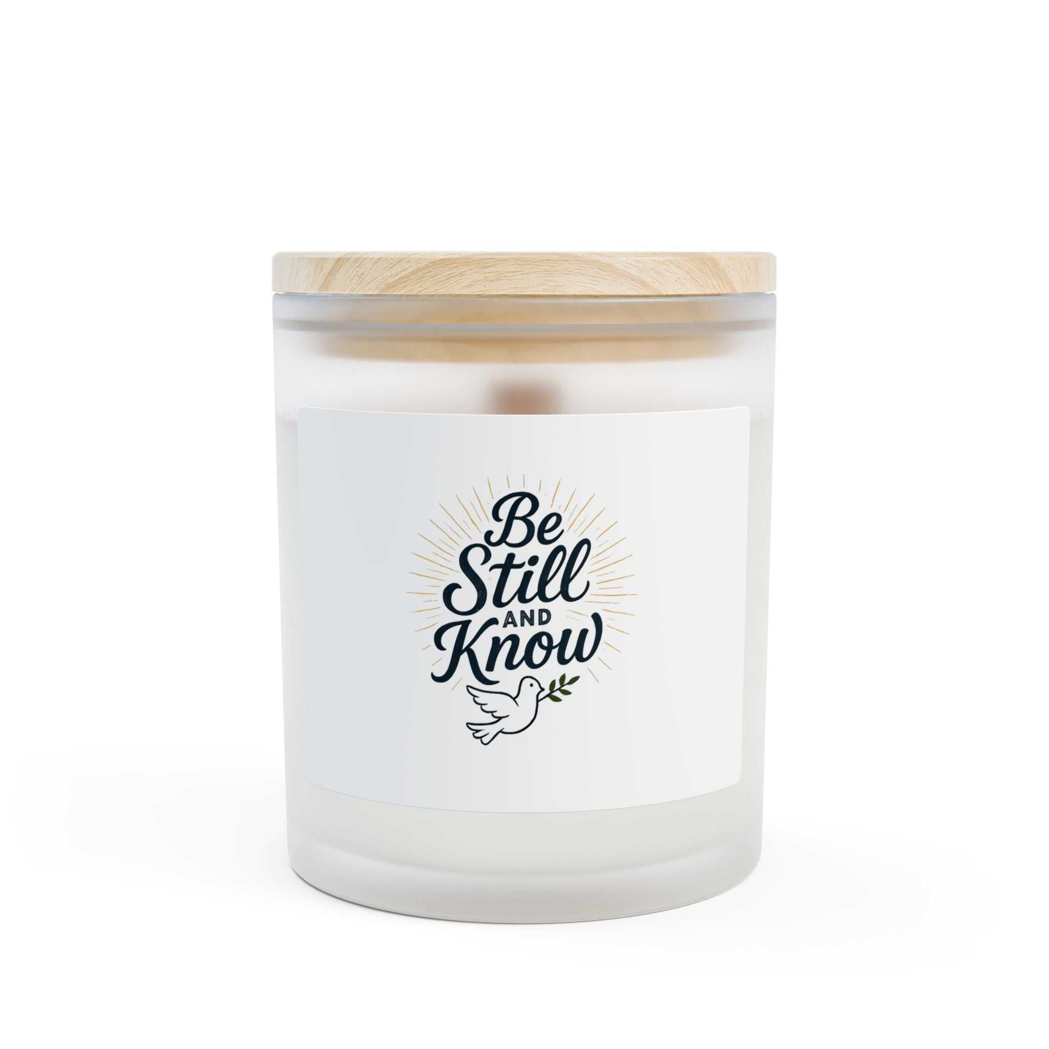 Be Still Glass Candle in frosted glass