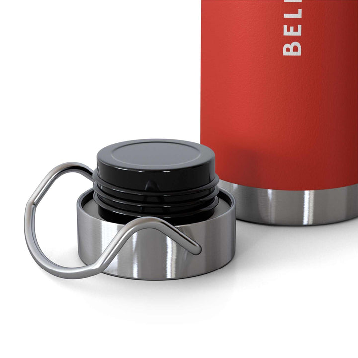 Red Believe in God 22oz spill-proof, scratch-resistant BPA-free bottle with secure stainless steel cap and handle