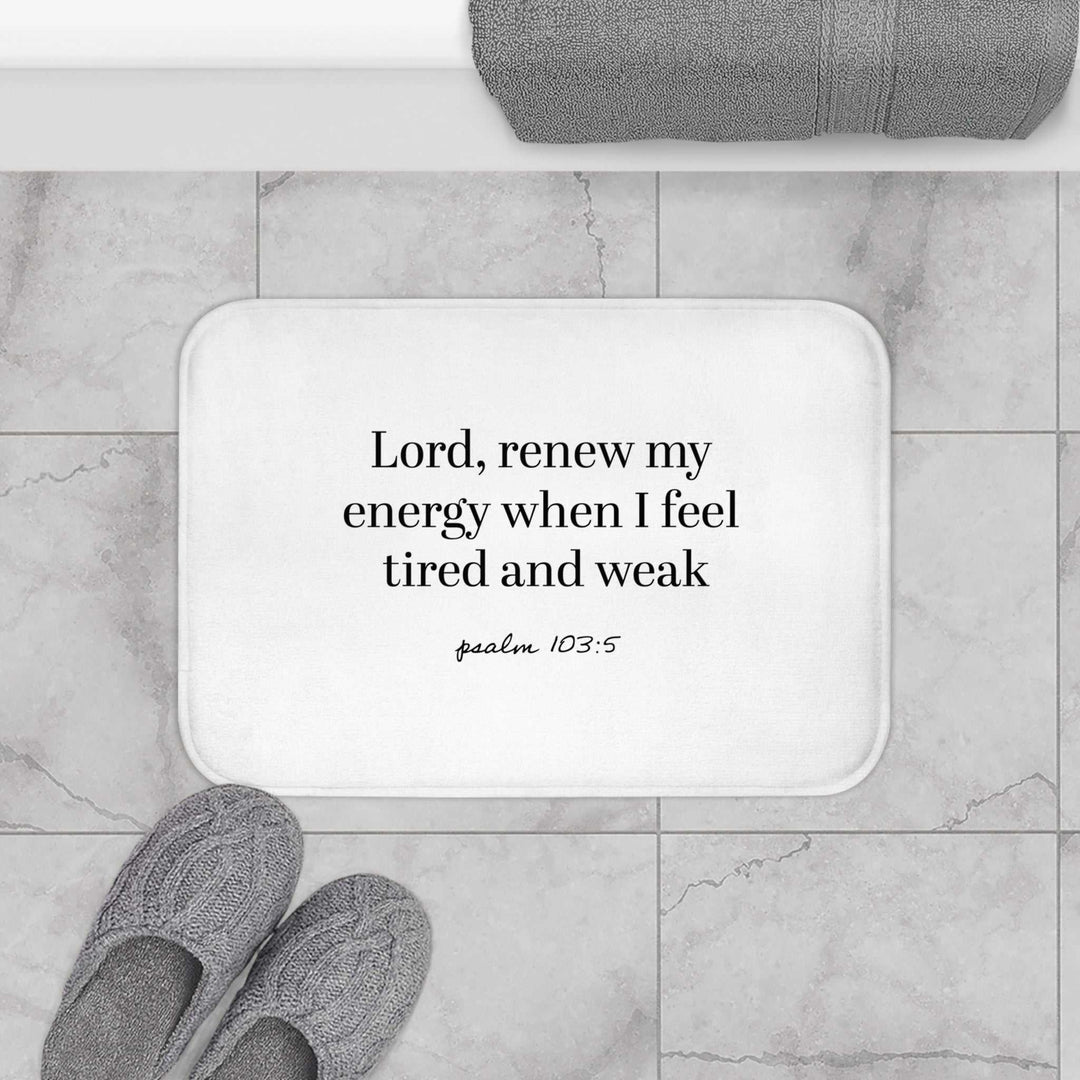 Bible Quote Bath Mat with Psalm 103:5 scripture