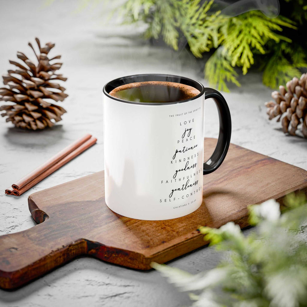 Bible Quote Mug white ceramic with black handle and inspiring text