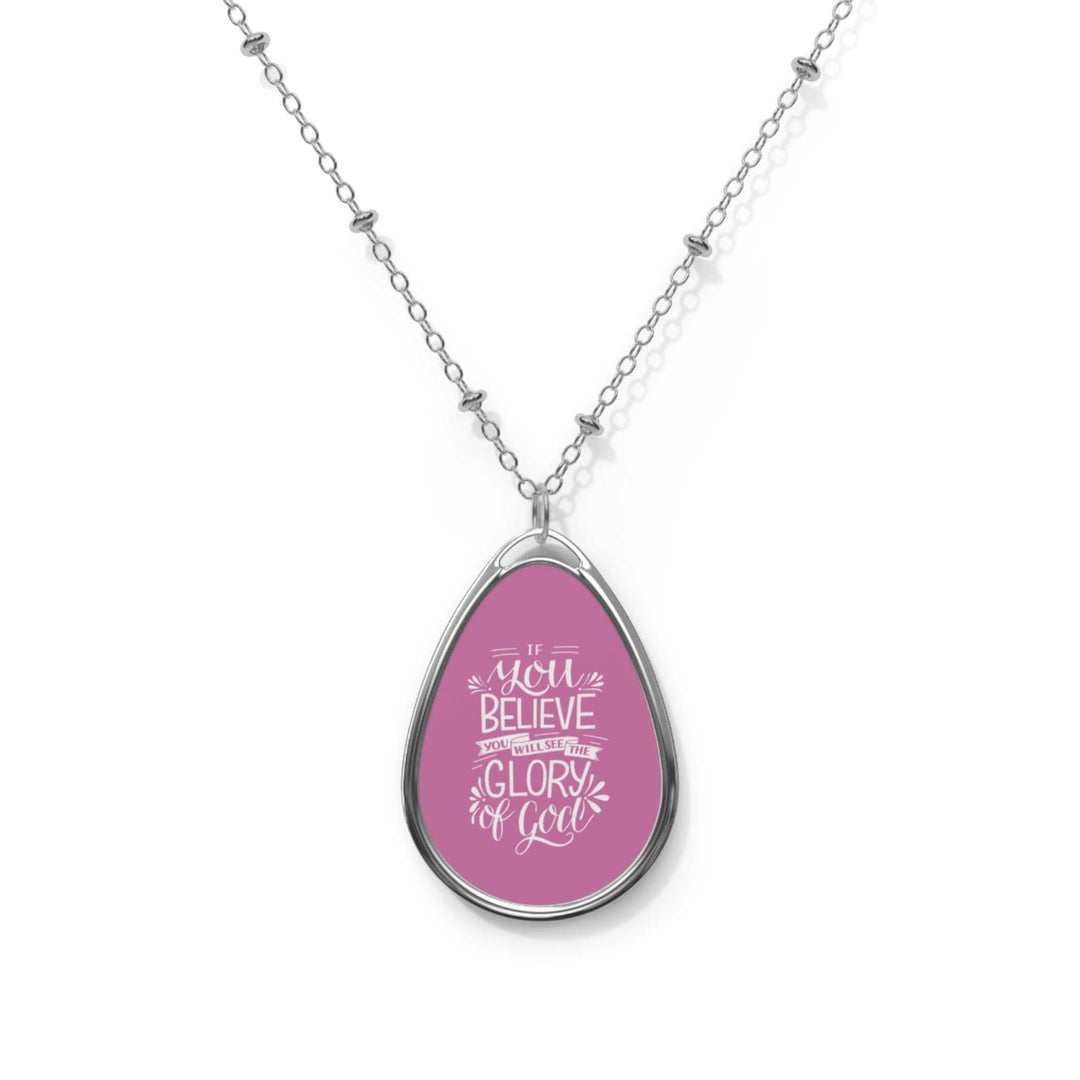 Bible Quote Oval Necklace with zinc alloy chain