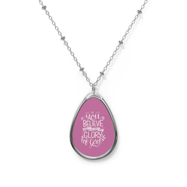 Bible Quote Oval Necklace with zinc alloy chain
