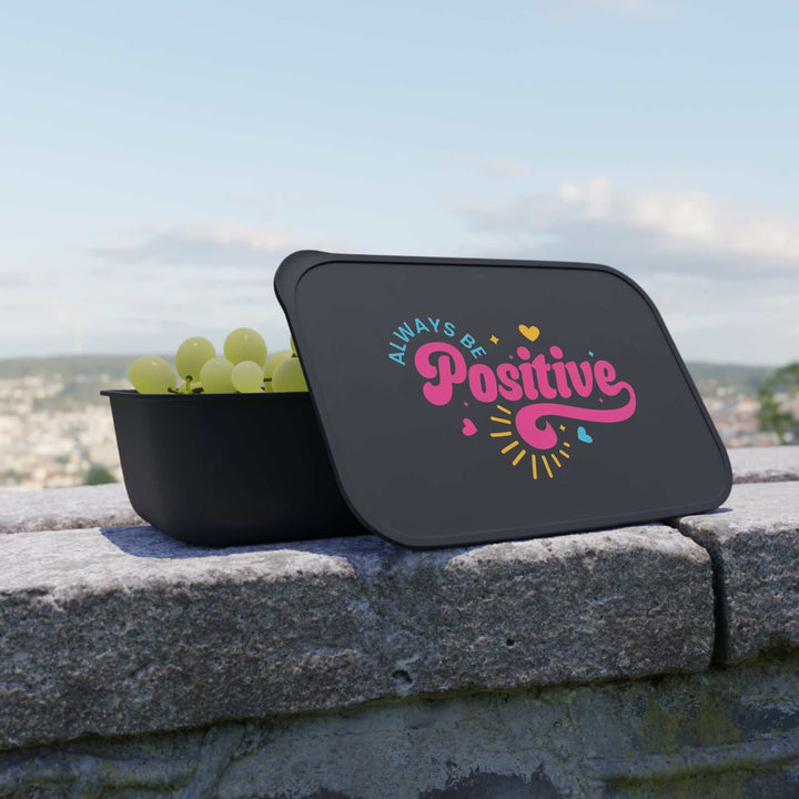 Black Be Positive Bento Box made from eco-friendly PLA bioplastic
