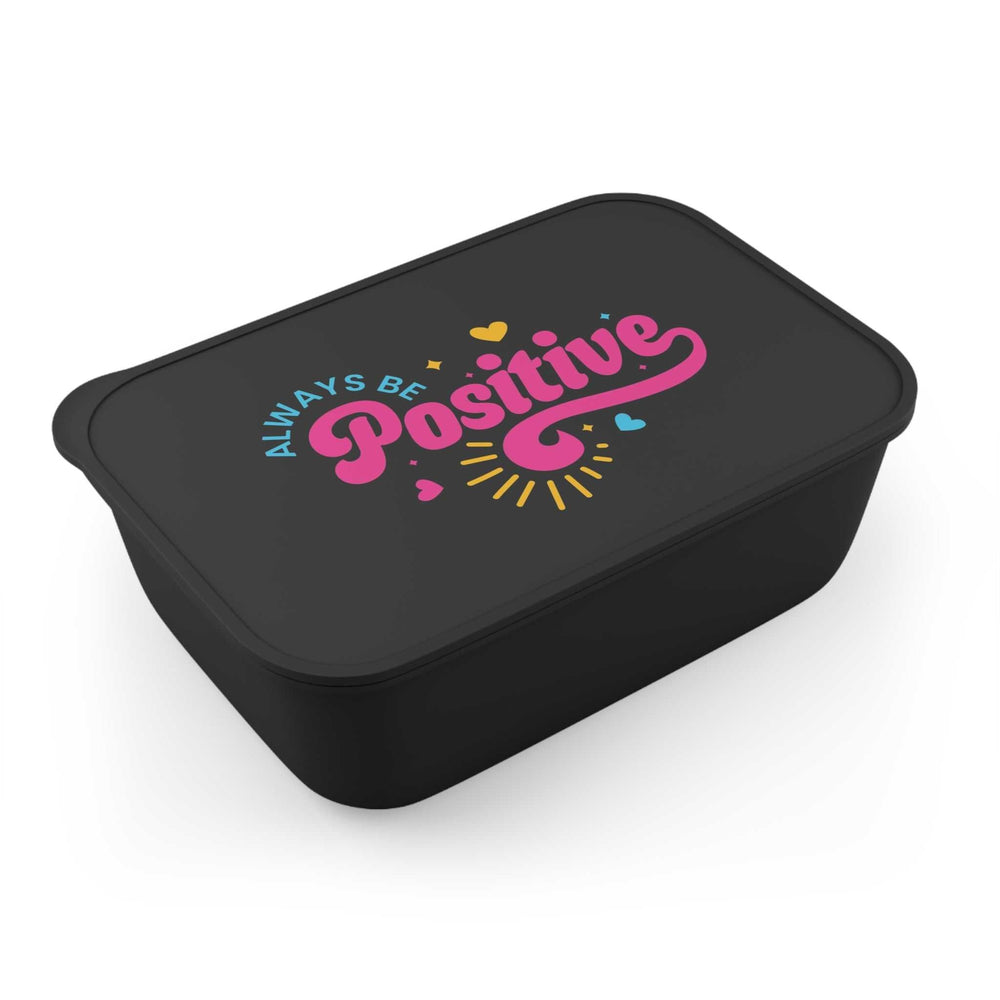 Black Be Positive Bento Box made of eco-friendly PLA bioplastic