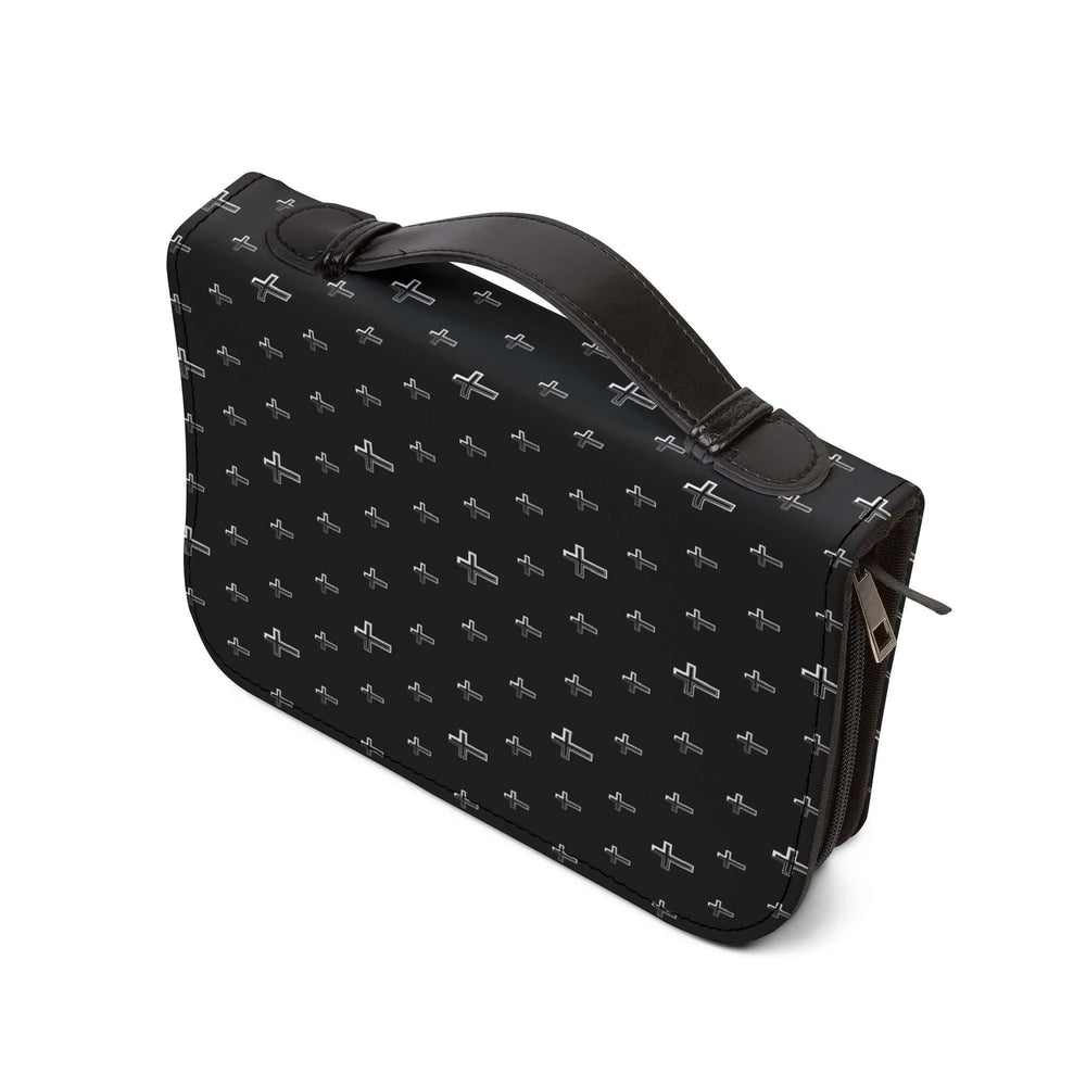 Black Christian Cross Bible Cover with sturdy handle