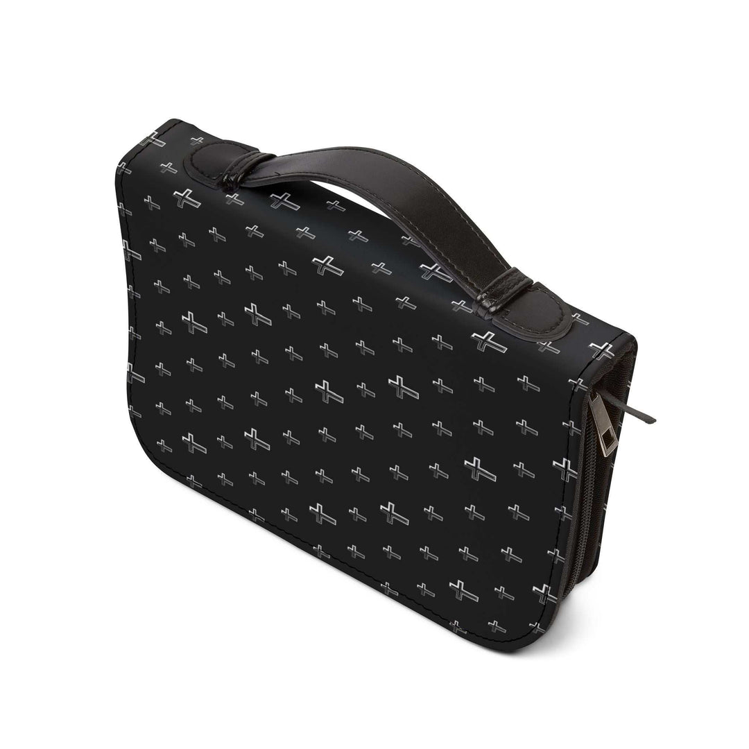 Black Christian Cross Bible Cover with sturdy handle