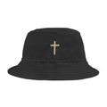 Black Faith Bucket Hat with gold cross design