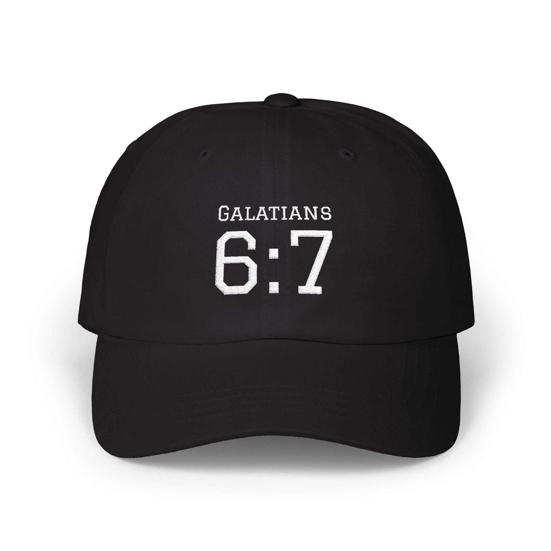 Black Galatians 6:7 embroidered dad cap