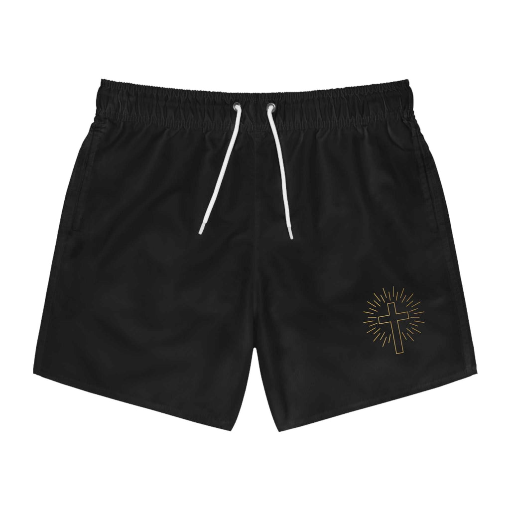 Black Golden Cross Swim Trunks