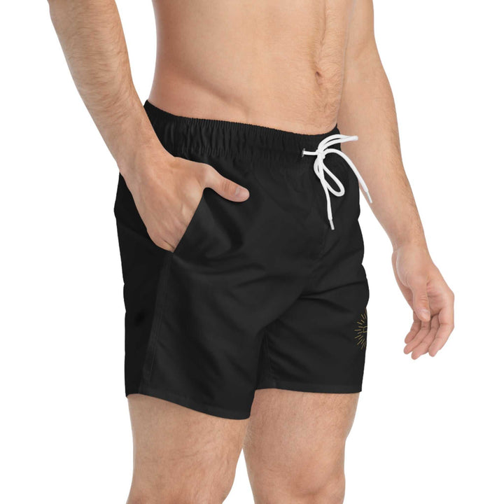 Black Golden Cross Swim Trunks for men