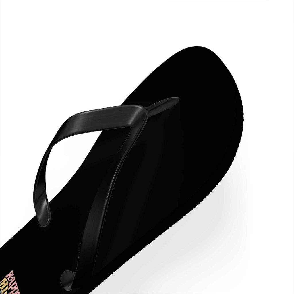 Black Happy Mind Flip Flops with PVC strap for all-day summer comfort