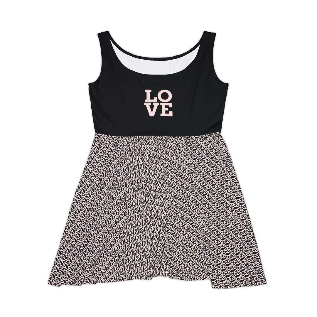 Black and white Love Skater Dress with sleeveless top