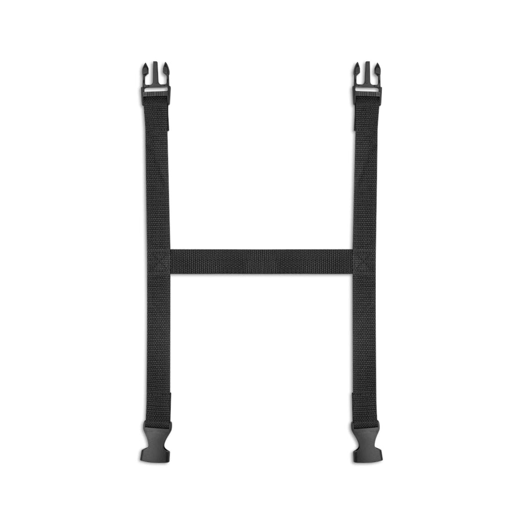 Black buckled carrying strap for picnic blanket with water-resistant cloth