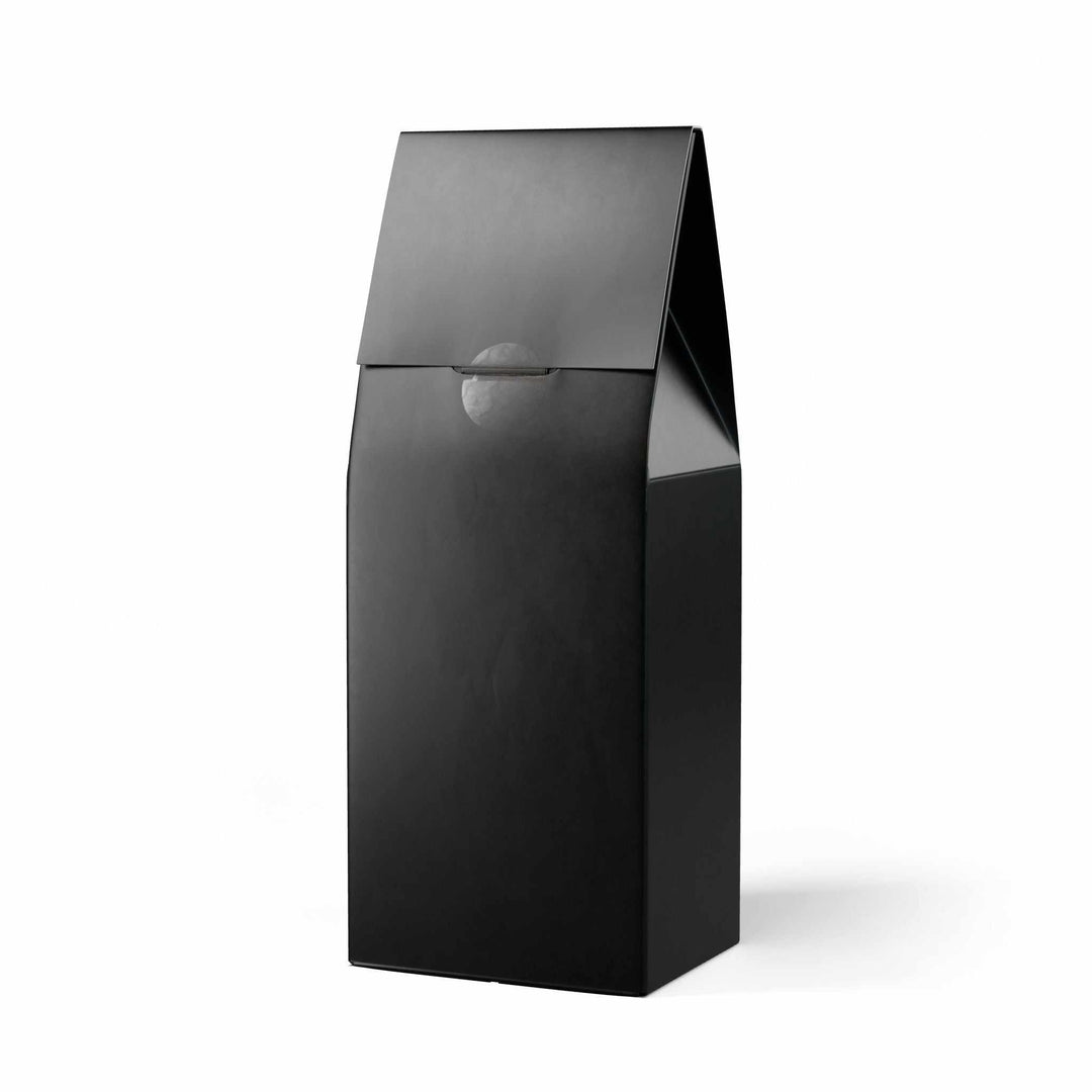 Black matte coffee bag packaging with sealed top
