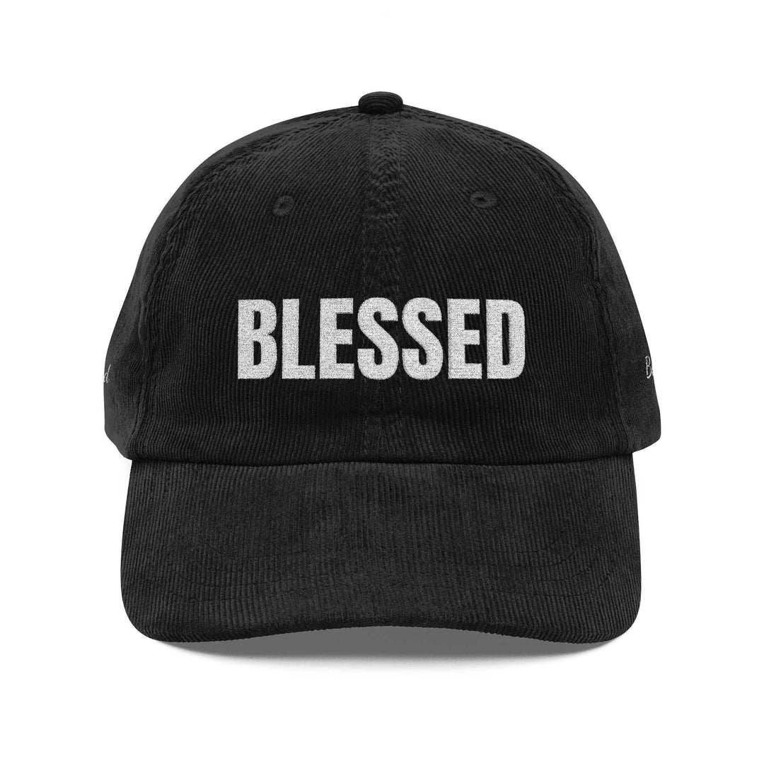 Black vintage cap with "BLESSED" embroidered on front