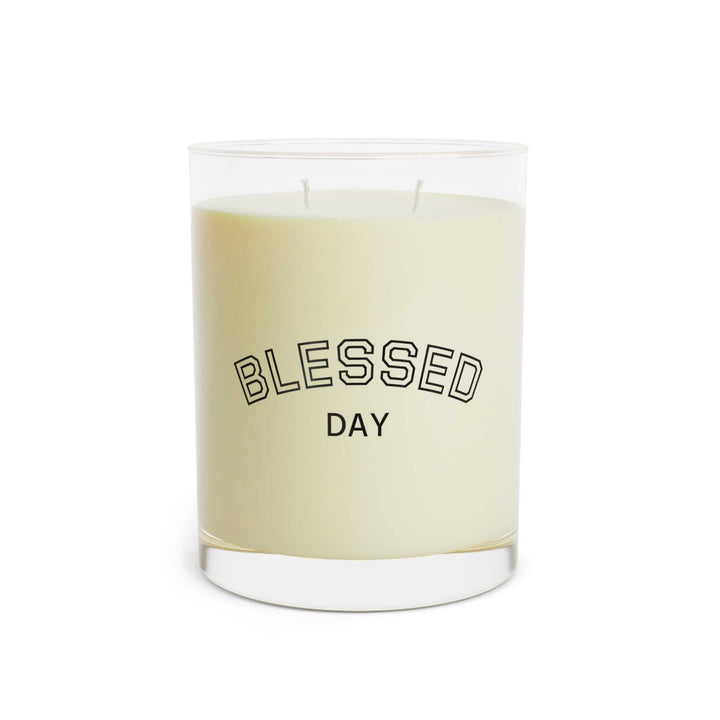 Blessed Day scented candle with dual wicks, soy wax, and positive energy design