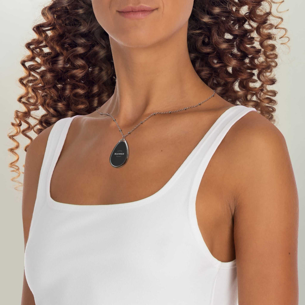 Blessed Oval Necklace with ellipse-shaped zinc alloy pendant