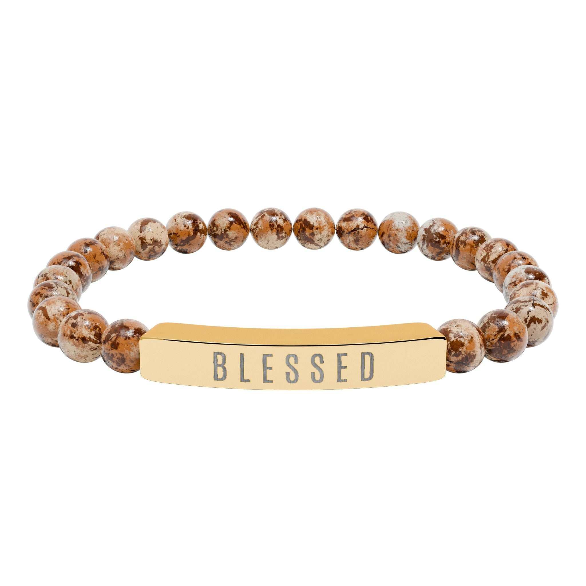 Blessed Stretch Bar Bracelet with faith-inspired text