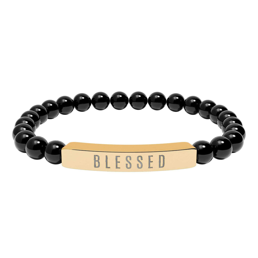 Blessed Stretch Bar Bracelet with inspirational text