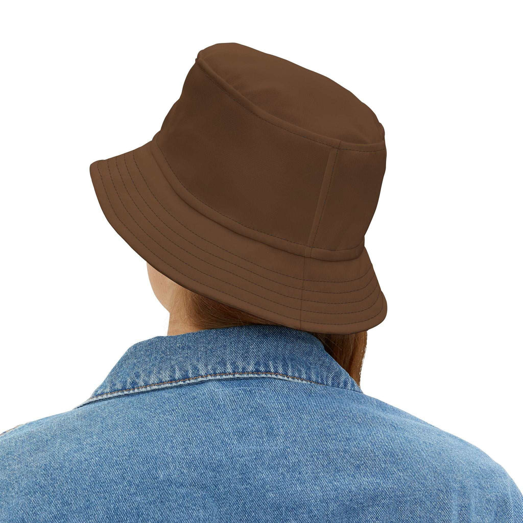 Brown Christian bucket hat with stitching