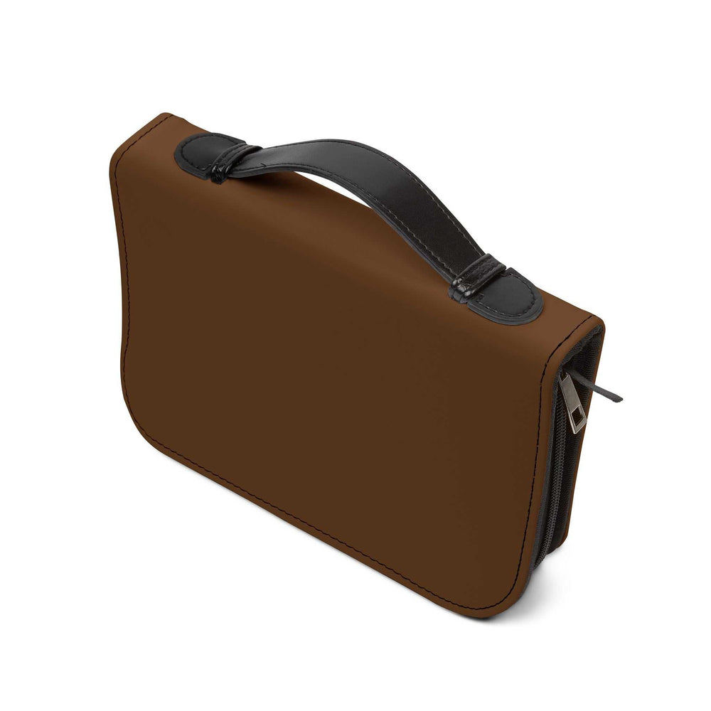 Brown PU leather Powered by Purpose Bible Cover with black handle