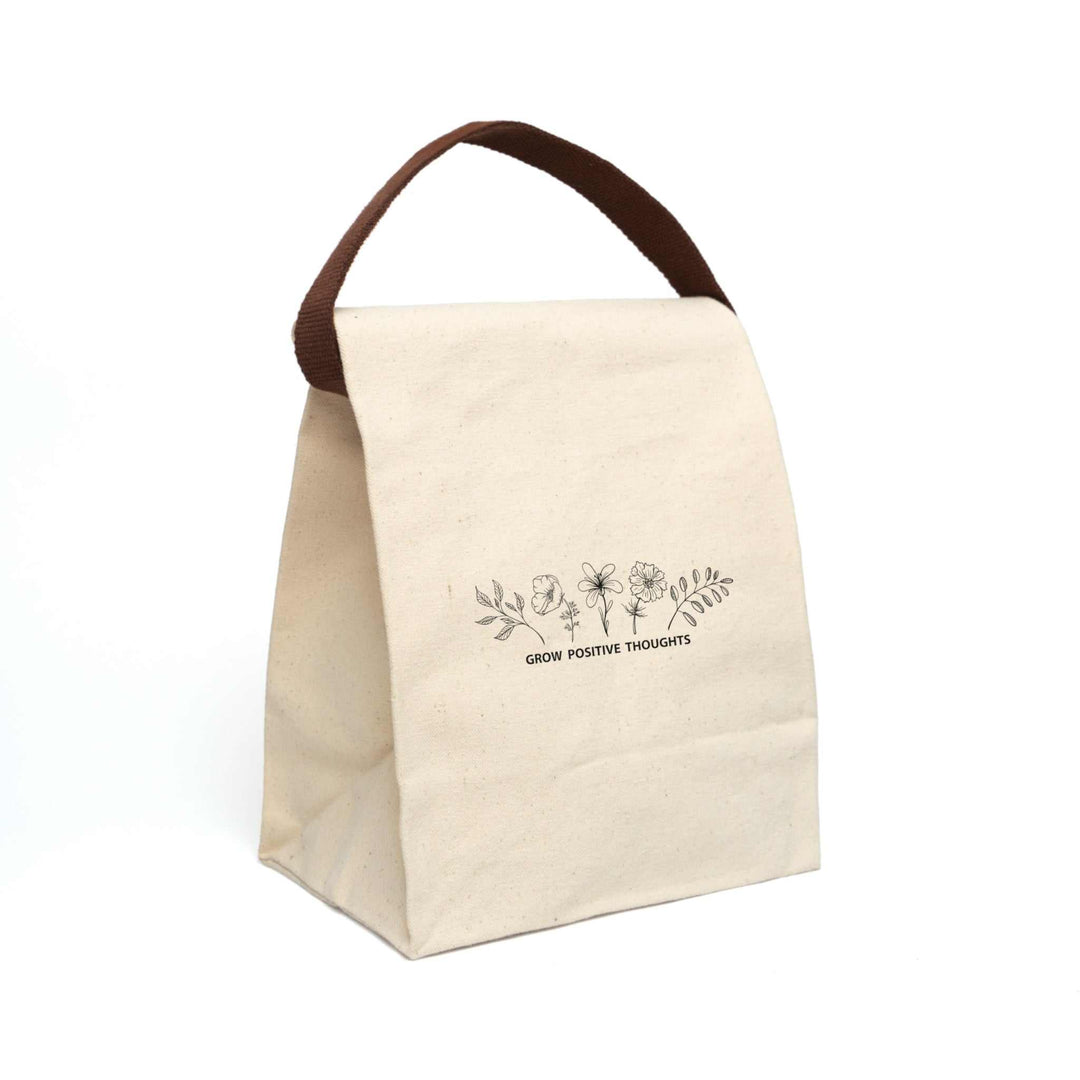 Canvas lunch bag with floral "Grow Positive Thoughts" print