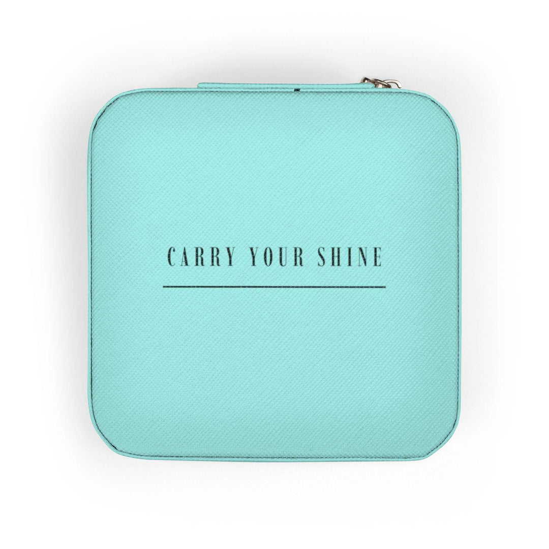 Carry Your Shine compact turquoise travel case jewelry case