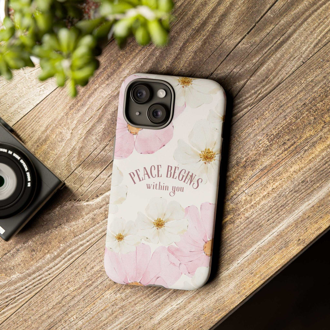 Choose Peace Phone Case with floral design
