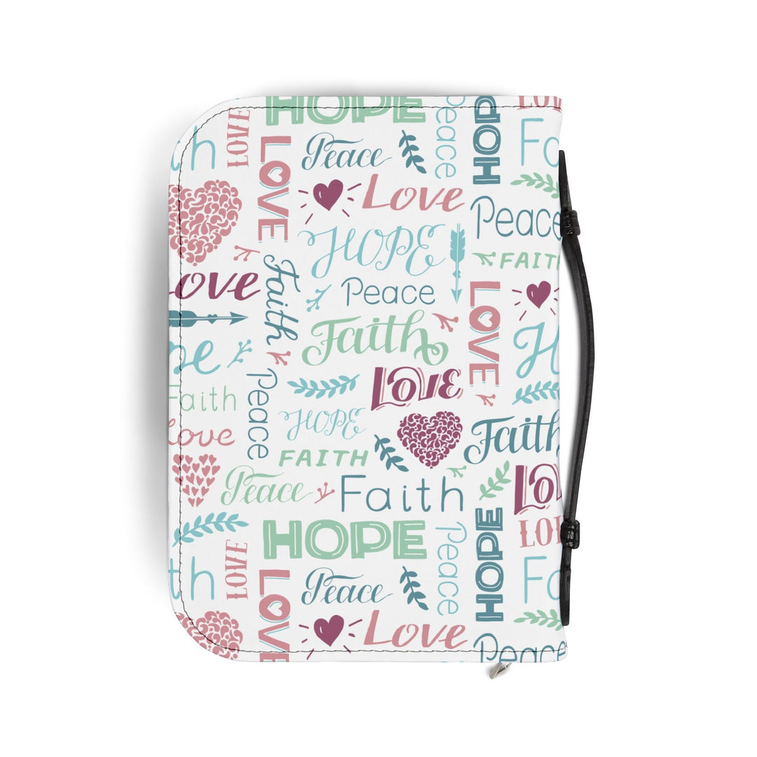 Christian Bible Cover with inspirational words and hearts design