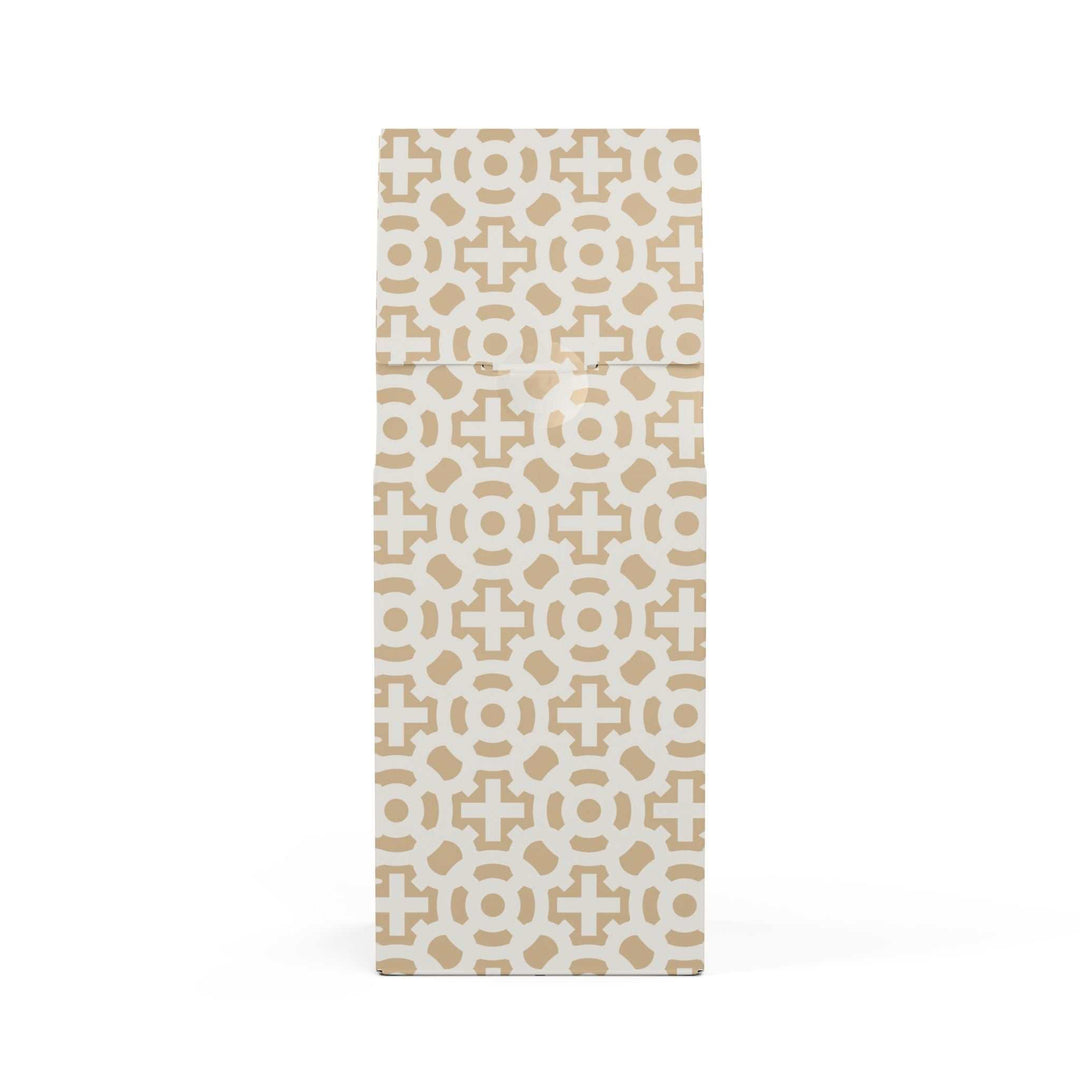 Christian Cross Coffee light roast 12oz pack with beige geometric pattern